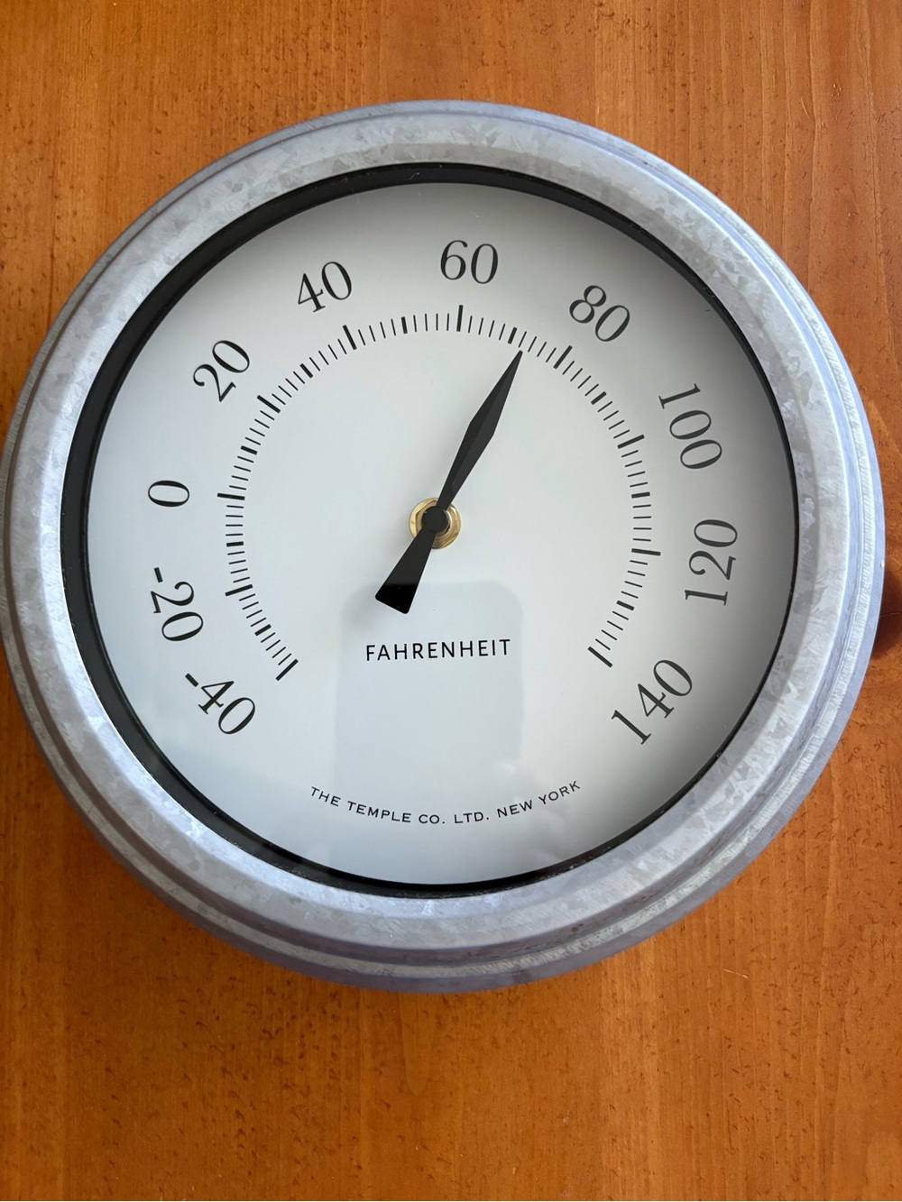 Pottery Barn Silver and White Round Wall Thermometer